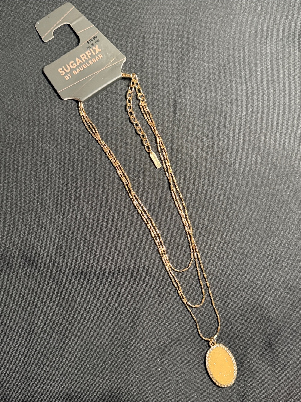 BaubleBar Gold Triple-Layer Oval Medallion Necklace
